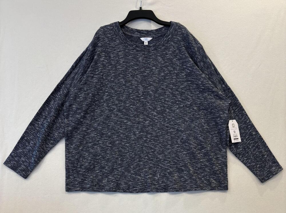 Time And Tru Shirt Womens XXL Blue Long Sleeve Crewneck Drop Shoulder Plus Top